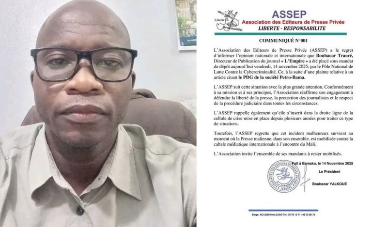 Boubacar Traoré Directeur de publication L’Empire - communiqué de l'ASSEP