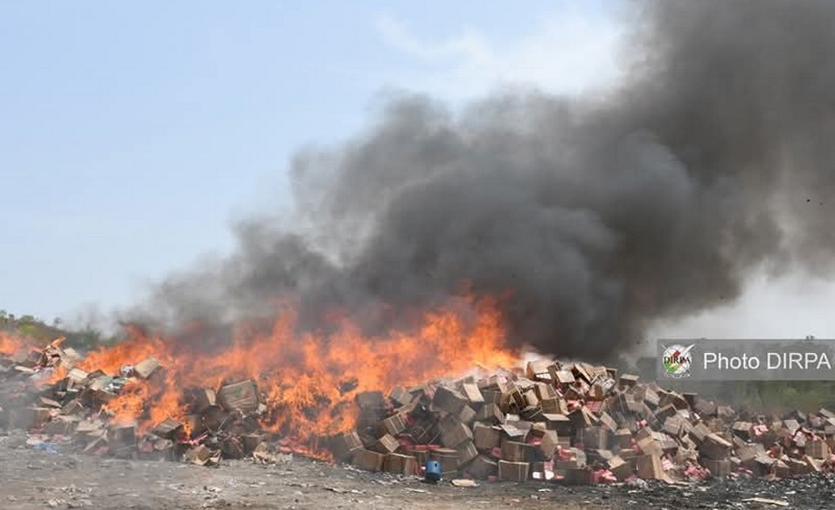 Saisie et incinération de plus de 161 tonnes de drogues à Dio-Gare